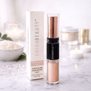 Chica Beauty Chica Glow Highlighter Duo Champagne Glow Liquid & Stick NEW